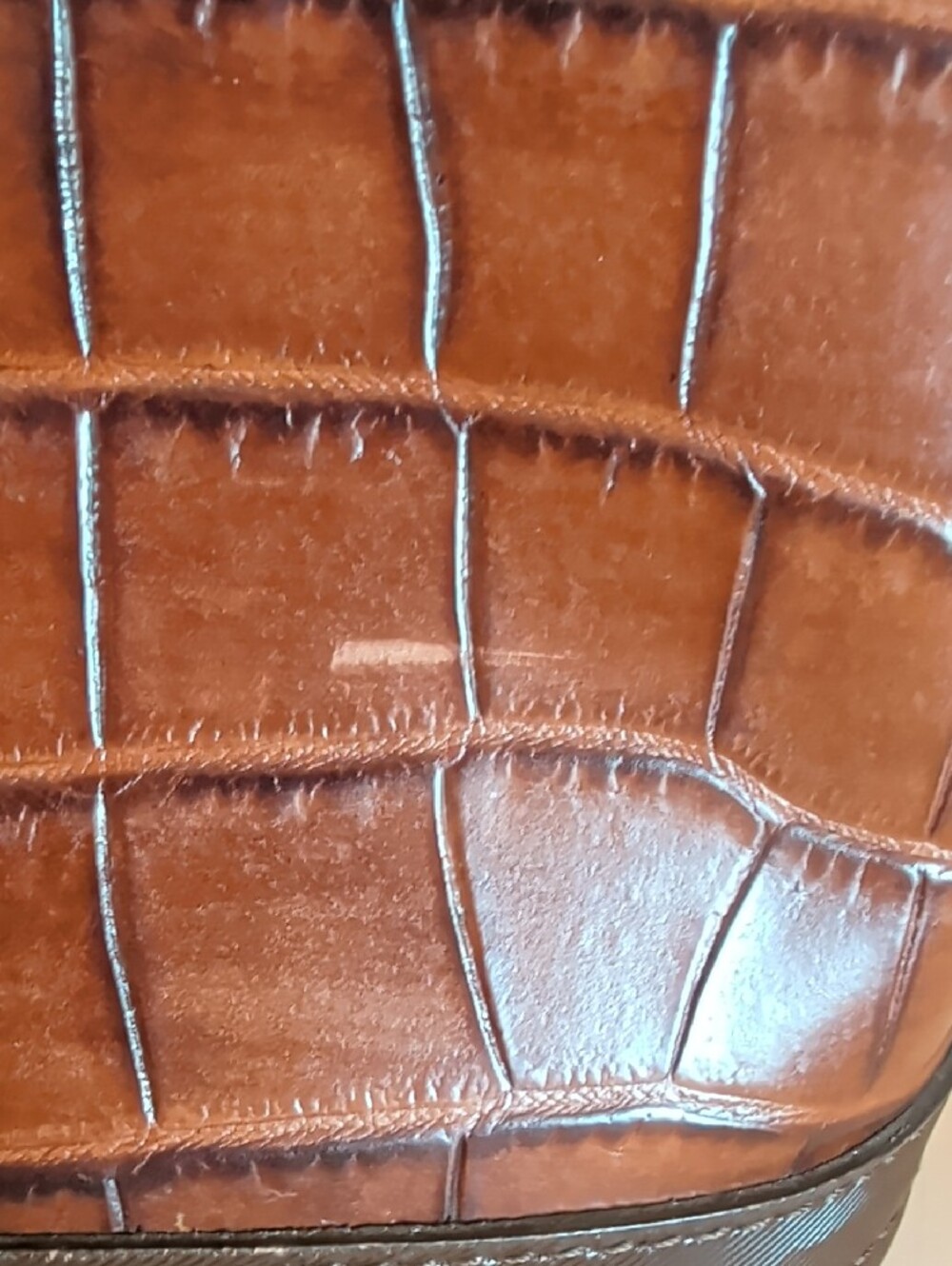 Dooney & Bourke Brown Croc-Embossed Satchel with Bamboo Handles.๐ - Picture 16 of 16